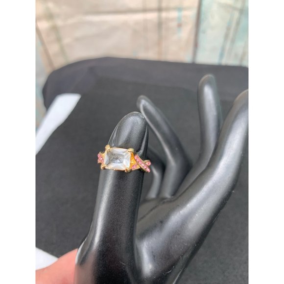 Ring PInk and Colorless Central Stone Size 6.75 - Picture 6 of 7